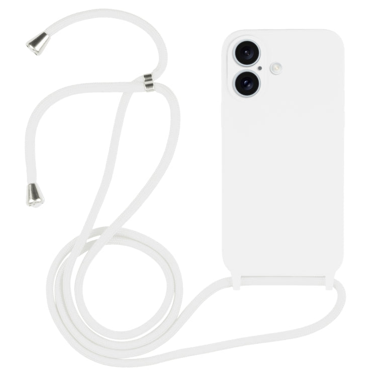 For iPhone 16 Plus Crossbody Lanyard Liquid Silicone Case(White) by buy2fix