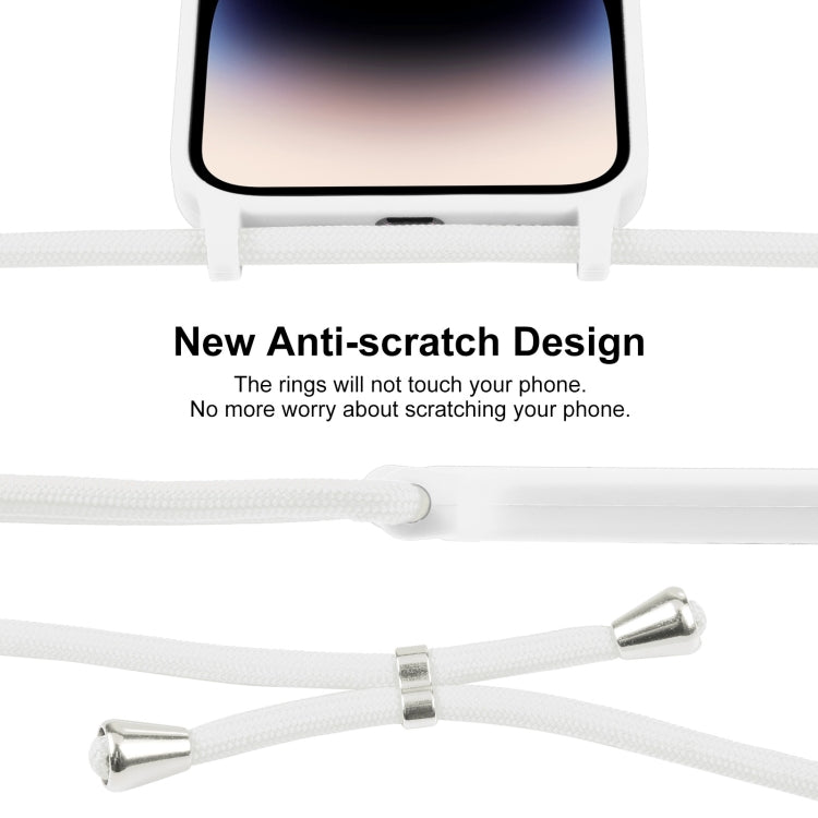 For iPhone 16 Plus Crossbody Lanyard Liquid Silicone Case(White) by buy2fix