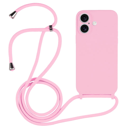 For iPhone 16 Plus Crossbody Lanyard Liquid Silicone Case(Pink) - iPhone 16 Plus Cases by buy2fix | Online Shopping UK | buy2fix