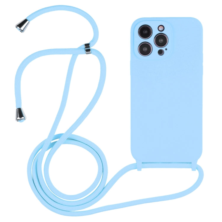 For iPhone 16 Pro Crossbody Lanyard Liquid Silicone Case(Blue) - iPhone 16 Pro Cases by buy2fix | Online Shopping UK | buy2fix