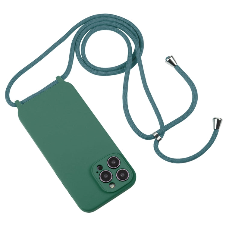 For iPhone 16 Pro Crossbody Lanyard Liquid Silicone Case(Emerald Green) - iPhone 16 Pro Cases by buy2fix | Online Shopping UK | buy2fix