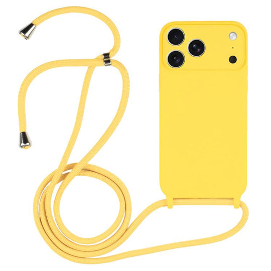 For iPhone 17 Pro Max Crossbody Lanyard Liquid Silicone Case(Yellow)