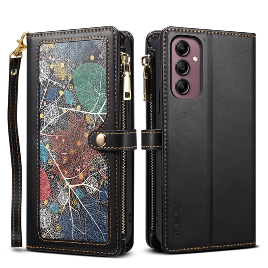 For Samsung Galaxy M15 / F15 ESEBLE Star Series Lanyard Zipper Wallet RFID Leather Case(Black)