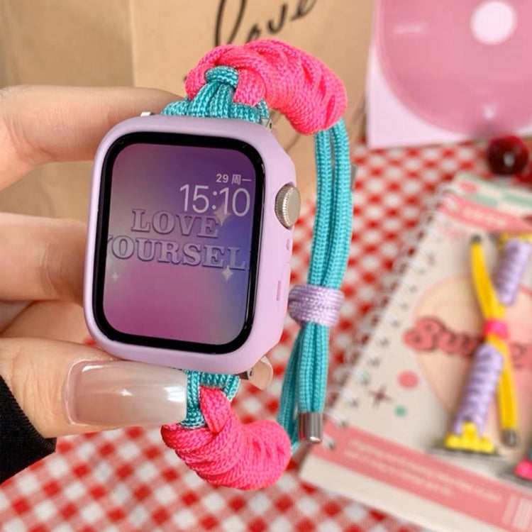 For Apple Watch Ultra 2 49mm Twist Knotted Nylon Watch Band(Rose Red Mint Green) by buy2fix