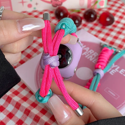 For Apple Watch Ultra 2 49mm Twist Knotted Nylon Watch Band(Rose Red Mint Green) by buy2fix