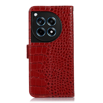 For OnePlus Ace 3 / 12R Crocodile Top Layer Cowhide Leather Phone Case(Red) - OnePlus Cases by buy2fix | Online Shopping UK | buy2fix