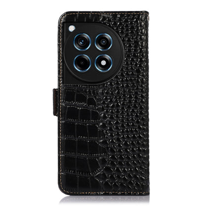 For OnePlus Ace 3 / 12R Crocodile Top Layer Cowhide Leather Phone Case(Black) - OnePlus Cases by buy2fix | Online Shopping UK | buy2fix