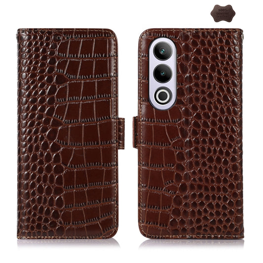 For OnePlus Nord CE4 5G Global Crocodile Top Layer Cowhide Leather Phone Case(Brown) - OnePlus Cases by buy2fix | Online Shopping UK | buy2fix