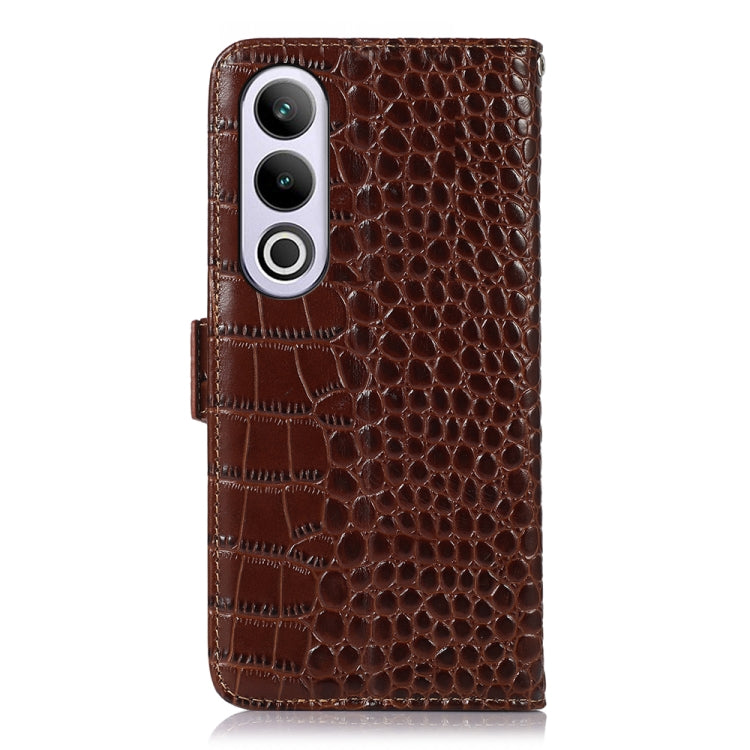 For OnePlus Nord CE4 5G Global Crocodile Top Layer Cowhide Leather Phone Case(Brown) - OnePlus Cases by buy2fix | Online Shopping UK | buy2fix