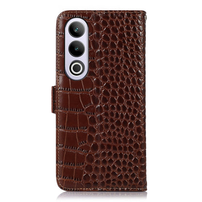 For OnePlus Nord CE4 5G Global Crocodile Top Layer Cowhide Leather Phone Case(Brown) - OnePlus Cases by buy2fix | Online Shopping UK | buy2fix