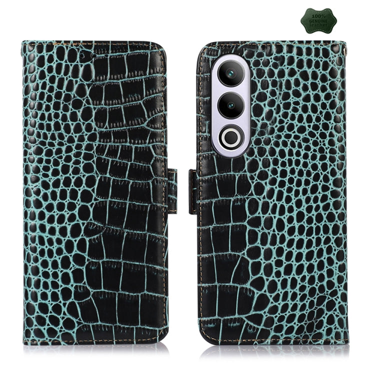For OnePlus Nord CE4 5G Global Crocodile Top Layer Cowhide Leather Phone Case(Green) - OnePlus Cases by buy2fix | Online Shopping UK | buy2fix