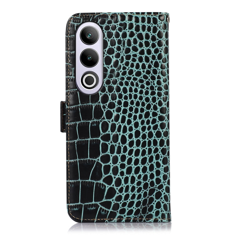 For OnePlus Nord CE4 5G Global Crocodile Top Layer Cowhide Leather Phone Case(Green) - OnePlus Cases by buy2fix | Online Shopping UK | buy2fix