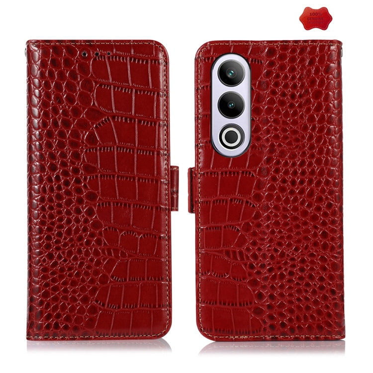 For OnePlus Nord CE4 5G Global Crocodile Top Layer Cowhide Leather Phone Case(Red) - OnePlus Cases by buy2fix | Online Shopping UK | buy2fix