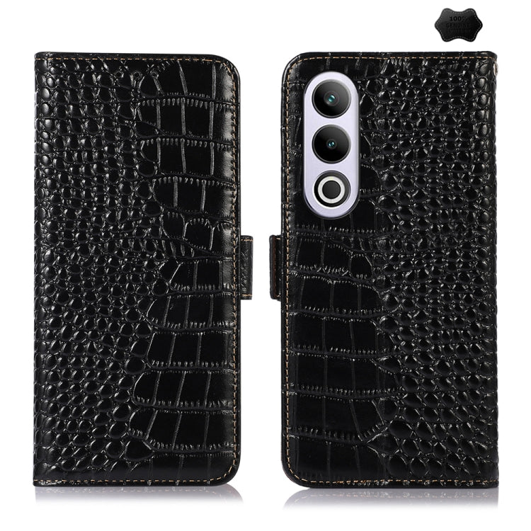For OnePlus Nord CE4 5G Global Crocodile Top Layer Cowhide Leather Phone Case(Black) - OnePlus Cases by buy2fix | Online Shopping UK | buy2fix