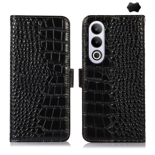 For OnePlus Nord CE4 5G Global Crocodile Top Layer Cowhide Leather Phone Case(Black) - OnePlus Cases by buy2fix | Online Shopping UK | buy2fix