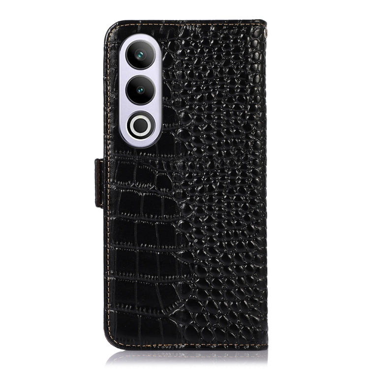 For OnePlus Nord CE4 5G Global Crocodile Top Layer Cowhide Leather Phone Case(Black) - OnePlus Cases by buy2fix | Online Shopping UK | buy2fix