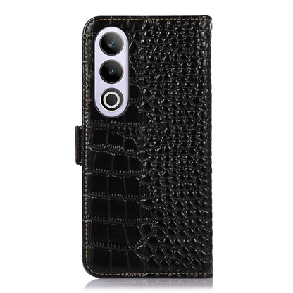 For OnePlus Nord CE4 5G Global Crocodile Top Layer Cowhide Leather Phone Case(Black) - OnePlus Cases by buy2fix | Online Shopping UK | buy2fix