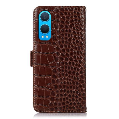 For OnePlus Nord CE4 Lite Crocodile Top Layer Cowhide Leather Phone Case(Brown) - Nord CE4 Lite Cases by buy2fix | Online Shopping UK | buy2fix
