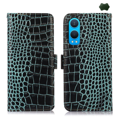 For OnePlus Nord CE4 Lite Crocodile Top Layer Cowhide Leather Phone Case(Green) - Nord CE4 Lite Cases by buy2fix | Online Shopping UK | buy2fix