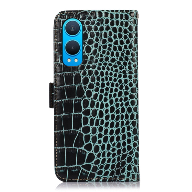 For OnePlus Nord CE4 Lite Crocodile Top Layer Cowhide Leather Phone Case(Green) - Nord CE4 Lite Cases by buy2fix | Online Shopping UK | buy2fix