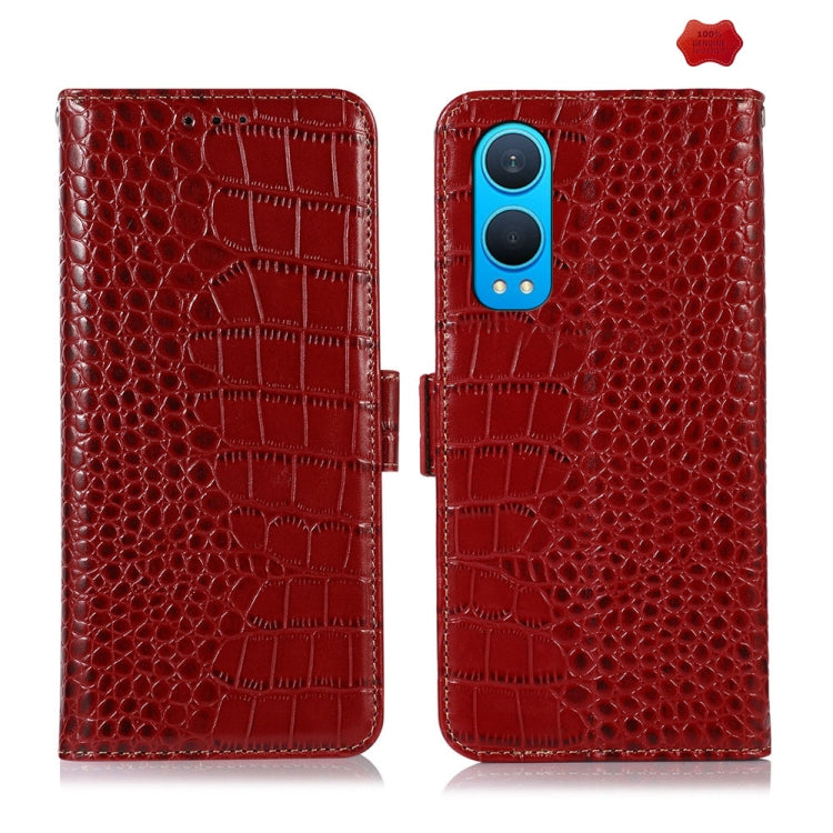 For OnePlus Nord CE4 Lite Crocodile Top Layer Cowhide Leather Phone Case(Red) - Nord CE4 Lite Cases by buy2fix | Online Shopping UK | buy2fix