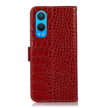 For OnePlus Nord CE4 Lite Crocodile Top Layer Cowhide Leather Phone Case(Red) - Nord CE4 Lite Cases by buy2fix | Online Shopping UK | buy2fix