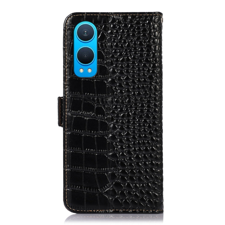 For OnePlus Nord CE4 Lite Crocodile Top Layer Cowhide Leather Phone Case(Black) - Nord CE4 Lite Cases by buy2fix | Online Shopping UK | buy2fix