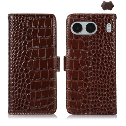 For OnePlus Nord 4 Crocodile Top Layer Cowhide Leather Phone Case(Brown) - Nord 4 Cases by buy2fix | Online Shopping UK | buy2fix