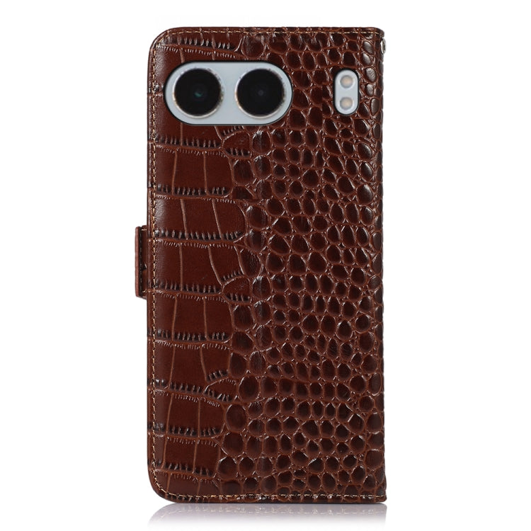 For OnePlus Nord 4 Crocodile Top Layer Cowhide Leather Phone Case(Brown) - Nord 4 Cases by buy2fix | Online Shopping UK | buy2fix