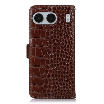 For OnePlus Nord 4 Crocodile Top Layer Cowhide Leather Phone Case(Brown) - Nord 4 Cases by buy2fix | Online Shopping UK | buy2fix
