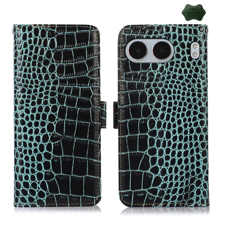 For OnePlus Nord 4 Crocodile Top Layer Cowhide Leather Phone Case(Green) - Nord 4 Cases by buy2fix | Online Shopping UK | buy2fix