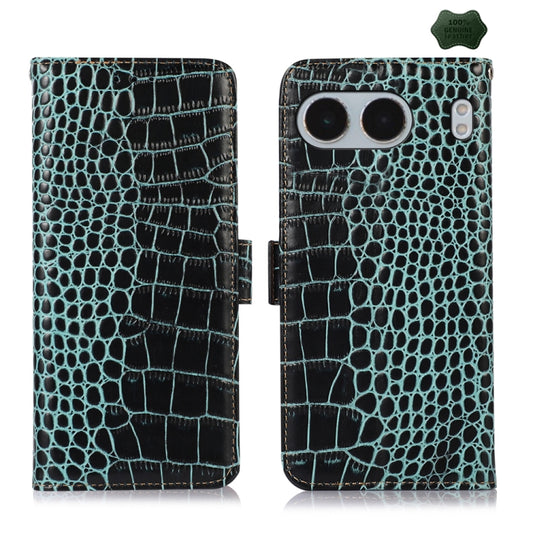 For OnePlus Nord 4 Crocodile Top Layer Cowhide Leather Phone Case(Green) - Nord 4 Cases by buy2fix | Online Shopping UK | buy2fix