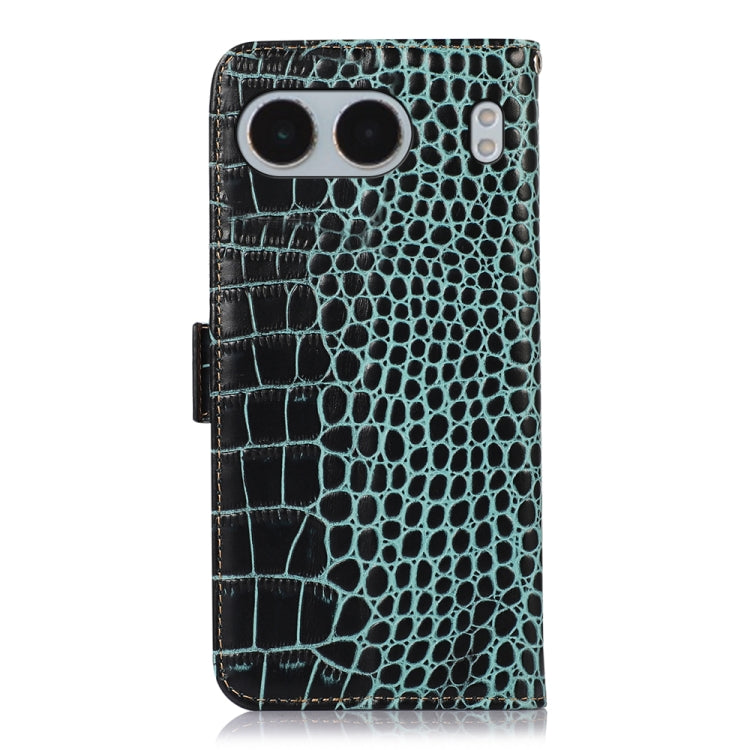 For OnePlus Nord 4 Crocodile Top Layer Cowhide Leather Phone Case(Green) - Nord 4 Cases by buy2fix | Online Shopping UK | buy2fix