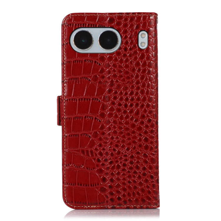 For OnePlus Nord 4 Crocodile Top Layer Cowhide Leather Phone Case(Red) - OnePlus Cases by buy2fix | Online Shopping UK | buy2fix