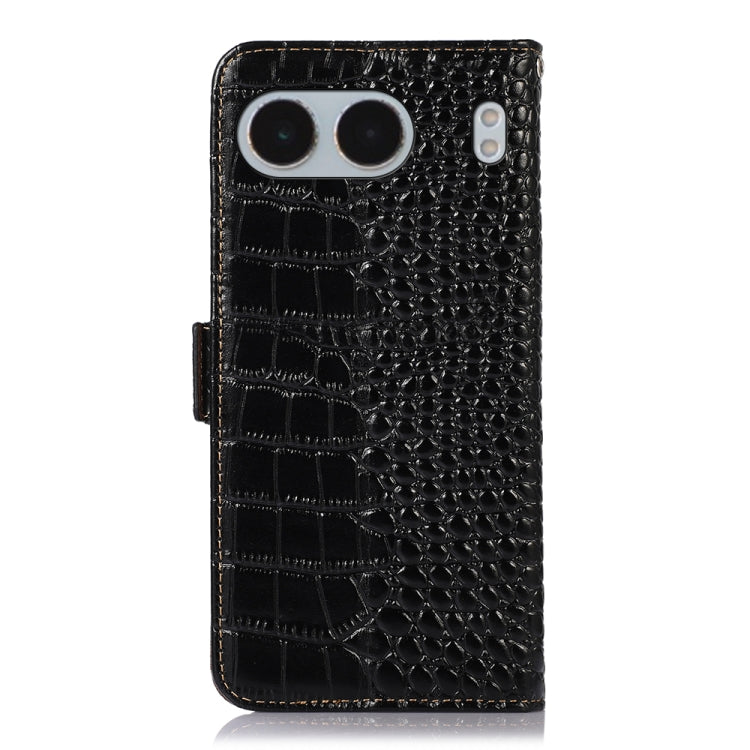 For OnePlus Nord 4 Crocodile Top Layer Cowhide Leather Phone Case(Black) - Nord 4 Cases by buy2fix | Online Shopping UK | buy2fix