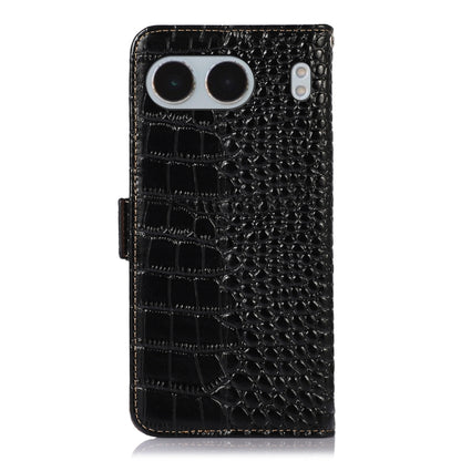 For OnePlus Nord 4 Crocodile Top Layer Cowhide Leather Phone Case(Black) - Nord 4 Cases by buy2fix | Online Shopping UK | buy2fix