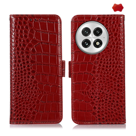 For OnePlus Nord 13 Crocodile Top Layer Cowhide Leather Phone Case(Red) by buy2fix