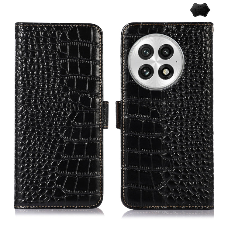 For OnePlus Nord 13 Crocodile Top Layer Cowhide Leather Phone Case(Black) by buy2fix