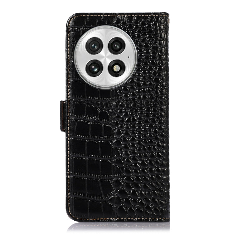 For OnePlus Nord 13 Crocodile Top Layer Cowhide Leather Phone Case(Black) by buy2fix