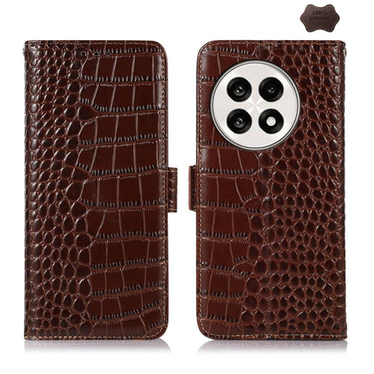 For OnePlus Ace 5 Pro / Ace 5 Crocodile Top Layer Cowhide Leather Phone Case(Brown) - Ace 5 Cases by buy2fix | Online Shopping UK | buy2fix