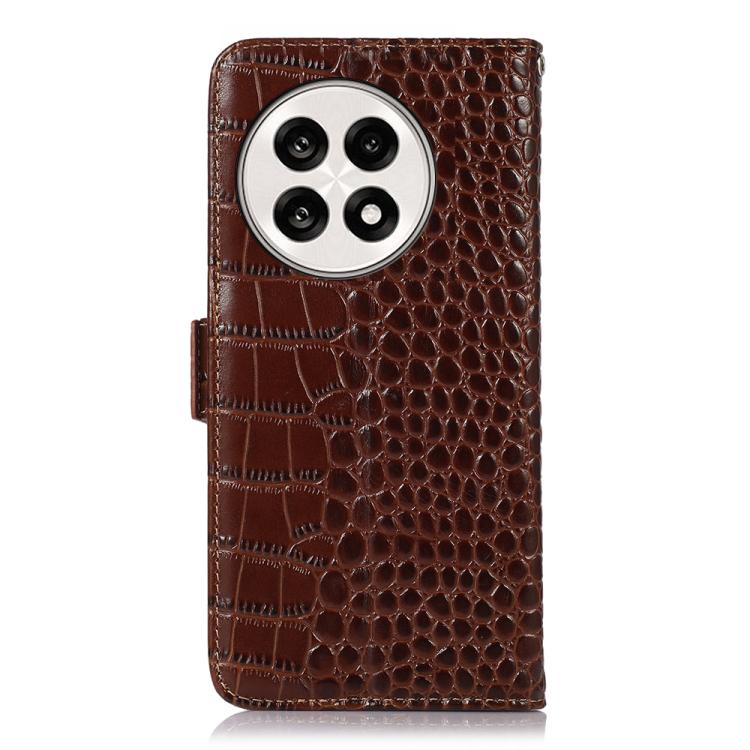 For OnePlus Ace 5 Pro / Ace 5 Crocodile Top Layer Cowhide Leather Phone Case(Brown) - Ace 5 Cases by buy2fix | Online Shopping UK | buy2fix