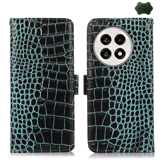 For OnePlus Ace 5 Pro / Ace 5 Crocodile Top Layer Cowhide Leather Phone Case(Green) - Ace 5 Cases by buy2fix | Online Shopping UK | buy2fix