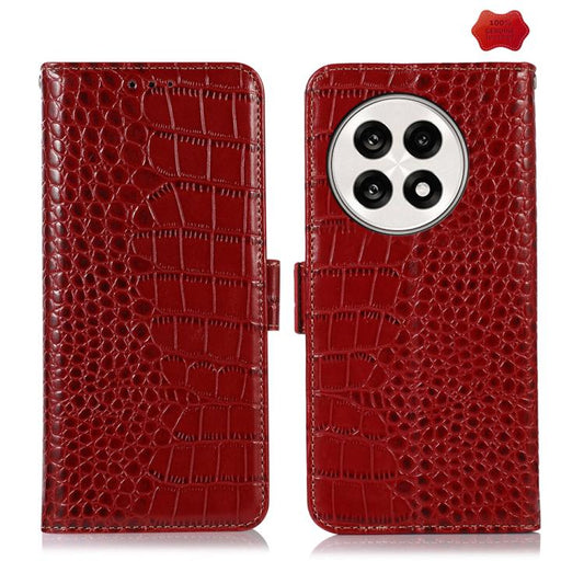 For OnePlus Ace 5 Pro / Ace 5 Crocodile Top Layer Cowhide Leather Phone Case(Red) - Ace 5 Cases by buy2fix | Online Shopping UK | buy2fix