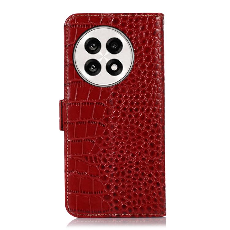 For OnePlus Ace 5 Pro / Ace 5 Crocodile Top Layer Cowhide Leather Phone Case(Red) - Ace 5 Cases by buy2fix | Online Shopping UK | buy2fix