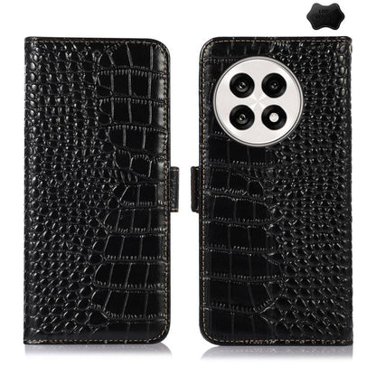 For OnePlus Ace 5 Pro / Ace 5 Crocodile Top Layer Cowhide Leather Phone Case(Black) - Ace 5 Cases by buy2fix | Online Shopping UK | buy2fix