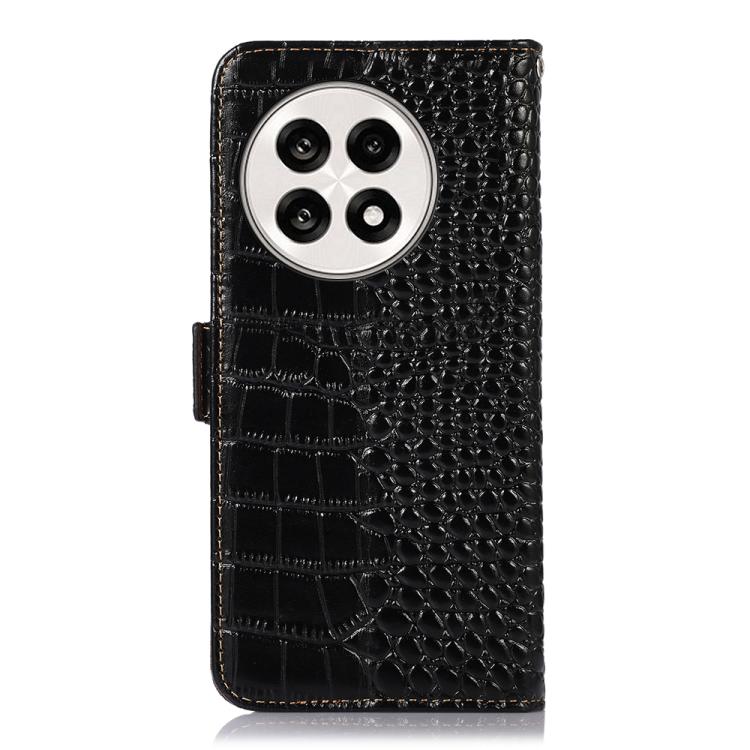 For OnePlus Ace 5 Pro / Ace 5 Crocodile Top Layer Cowhide Leather Phone Case(Black) - Ace 5 Cases by buy2fix | Online Shopping UK | buy2fix