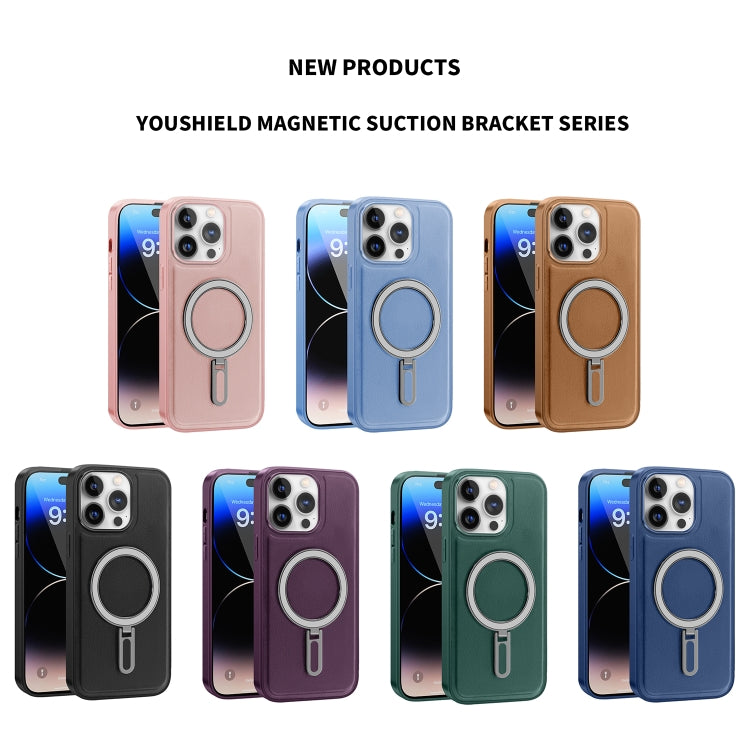 For iPhone 14 MagSafe Magnetic Holder Phone Case(Pink) - iPhone 14 Cases by buy2fix | Online Shopping UK | buy2fix