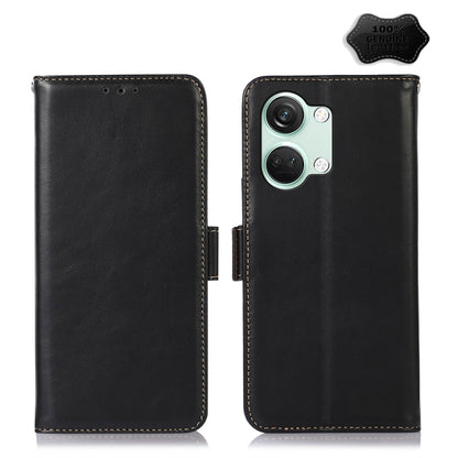 For OnePlus Nord 3 / Ace 2V Magnetic Crazy Horse Texture Genuine Leather RFID Phone Case(Black) - OnePlus Cases by buy2fix | Online Shopping UK | buy2fix