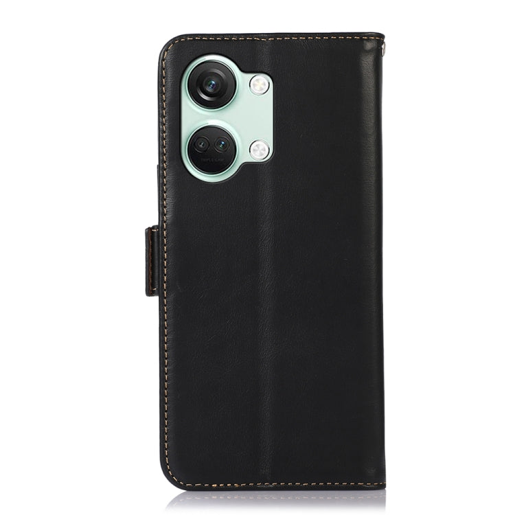 For OnePlus Nord 3 / Ace 2V Magnetic Crazy Horse Texture Genuine Leather RFID Phone Case(Black) - OnePlus Cases by buy2fix | Online Shopping UK | buy2fix