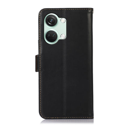 For OnePlus Nord 3 / Ace 2V Magnetic Crazy Horse Texture Genuine Leather RFID Phone Case(Black) - OnePlus Cases by buy2fix | Online Shopping UK | buy2fix